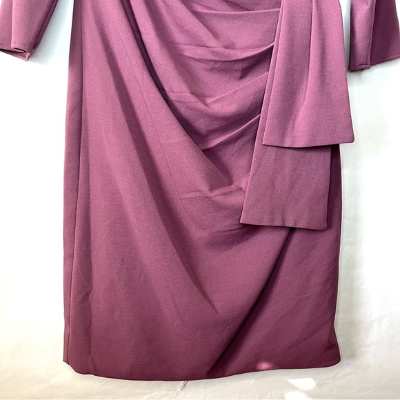 Oleg Cassini Women Size 14 Knee Length Crepe Dress with Cascade Chianti Wedding - Picture 6 of 11